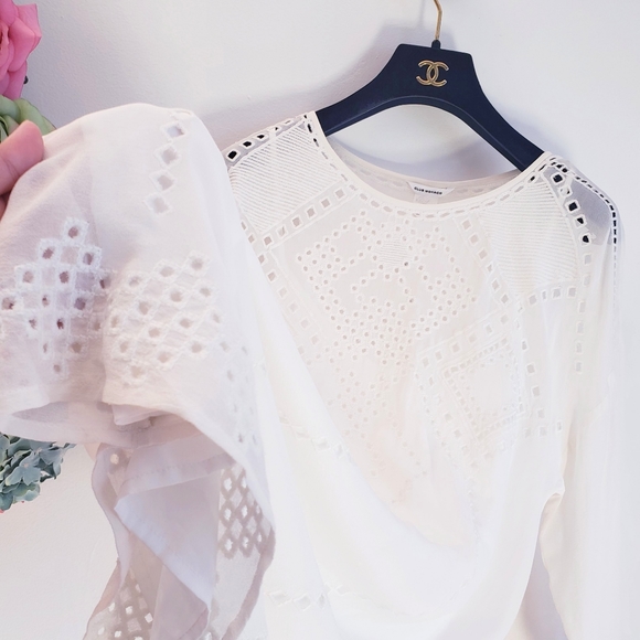 NWT CLUB MONACO Cream 100% Silk Eyelet Dress 6 S - Picture 9 of 11